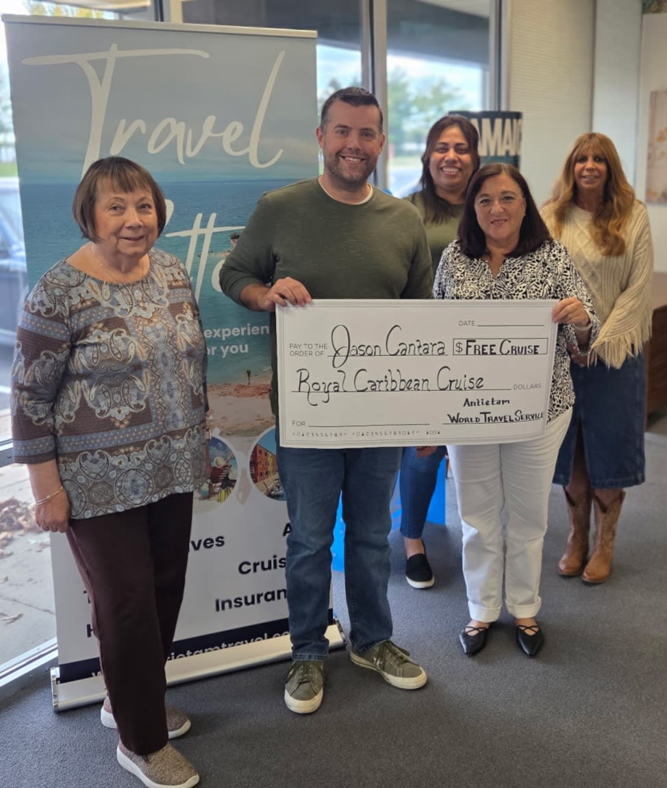 🎉 CONGRATULATIONS, JASON CANTARA! 🛳️🌴
We’re thrilled to announce that Jason Cantara is the official winner of our Cruise Giveaway! Jason will soon be sailing away on a luxurious, all-expenses-paid adventure — and we couldn’t be happier for him!
Thank you to everyone who entered and helped make this giveaway a success. Stay tuned — more exciting travel giveaways and offers are on the horizon! ✨
#CruiseGiveawayWinner #WorldTravelService  #WTSGiveaway #AntietamWorldTravelService #travel #vacation #freecruise