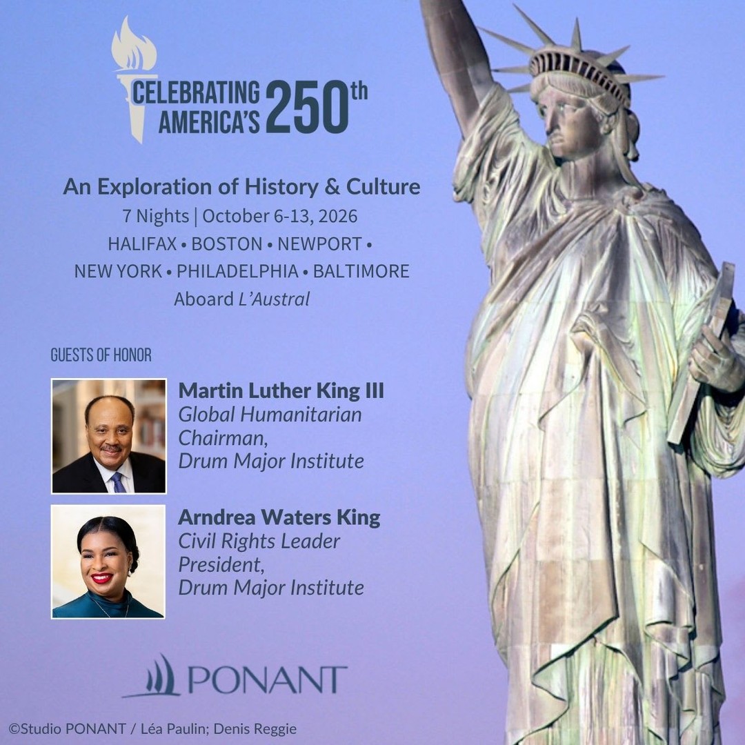 Next year marks the 250th anniversary of the signing of the U.S. Declaration of Independence, and PONANT EXPLORATIONS have put together a special voyage to celebrate. Join two esteemed guests to explore American history through a diverse lens that honors the cultural tapestry and contributions of all peoples who have shaped it.

Contact me today to learn more and book your spot!
