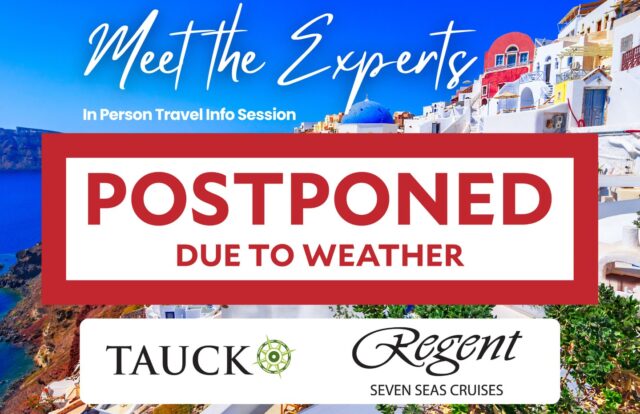Important Update
Due to weather conditions and for the safety of our guests, partners, and team, we have made the decision to postpone our upcoming Antietam WorldTravelService event with Tauck and Regent Seven Seas Cruises.

We appreciate your understanding and will share the new date as soon as it is confirmed. We look forward to welcoming you soon for an inspiring evening of travel planning—safely and comfortably.

Thank you for your flexibility and continued support.