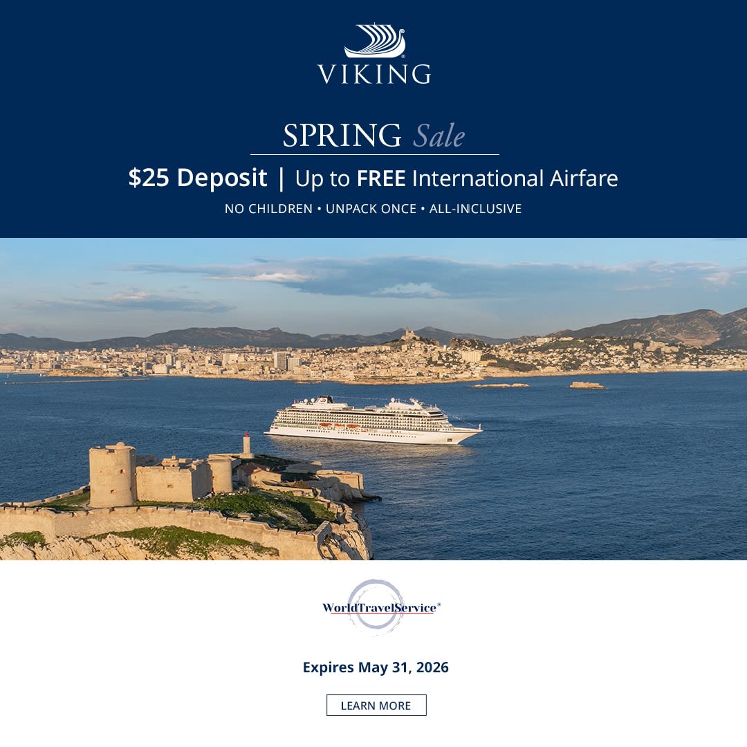 Spring Sale: Up to 30% Off | FREE Airfare* | $25 Deposit
2026-2028 Voyages. Expires May 31, 2026
Learn More: https://www.vikingrivercruises.com/?agentUrlId2=wtsworldtravelservice