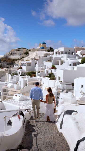 Oia rooftops, a stroll along Red Beach, lunch overlooking the caldera, then a cable car ride back to the water to rejoin a Silversea ship.
