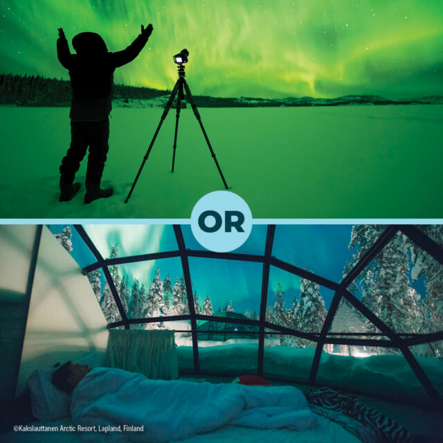 The reward of finding the elusive northern is so satisfying – but the journey to get there can be sweet, too.
Which sweet search would you pick?
☕🇺🇸 Exploring Alaska, pausing to sip on hot chocolate in front of the roaring fireplace of your lodge.
☕🇫🇮 Sharing warm berry juice around a fire with the locals inside a Lappish tepee in Finland.
You can experience these moments and more on one of Collette's northern lights adventures. Contact me today at vacations@worldtravelservice.com and we'll plan your perfect northern lights trip.
https://www.gocollette.com/en/find-your-tour#q/stylenamesfacet=Explorations¤tPage=1&sortBy=pageviewsbylanguage&sortDirection=desc&content=northern%20lights